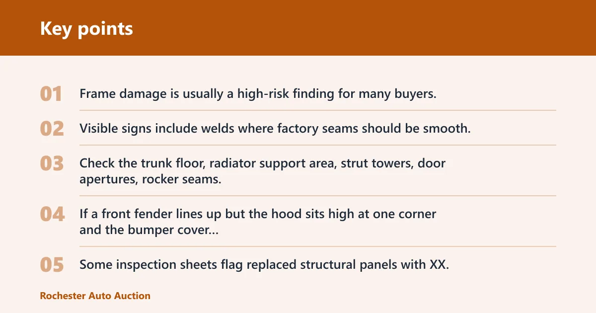Key points: How do you spot frame damage and flood damage?