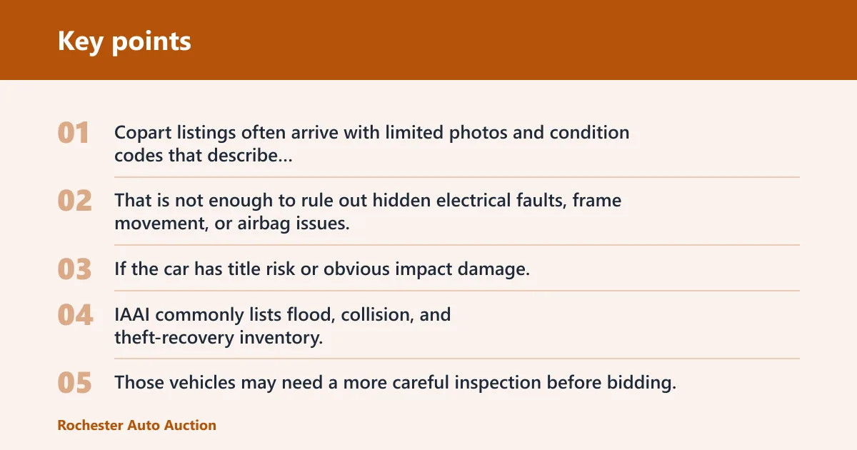 Key points: Copart and IAAI inspection access