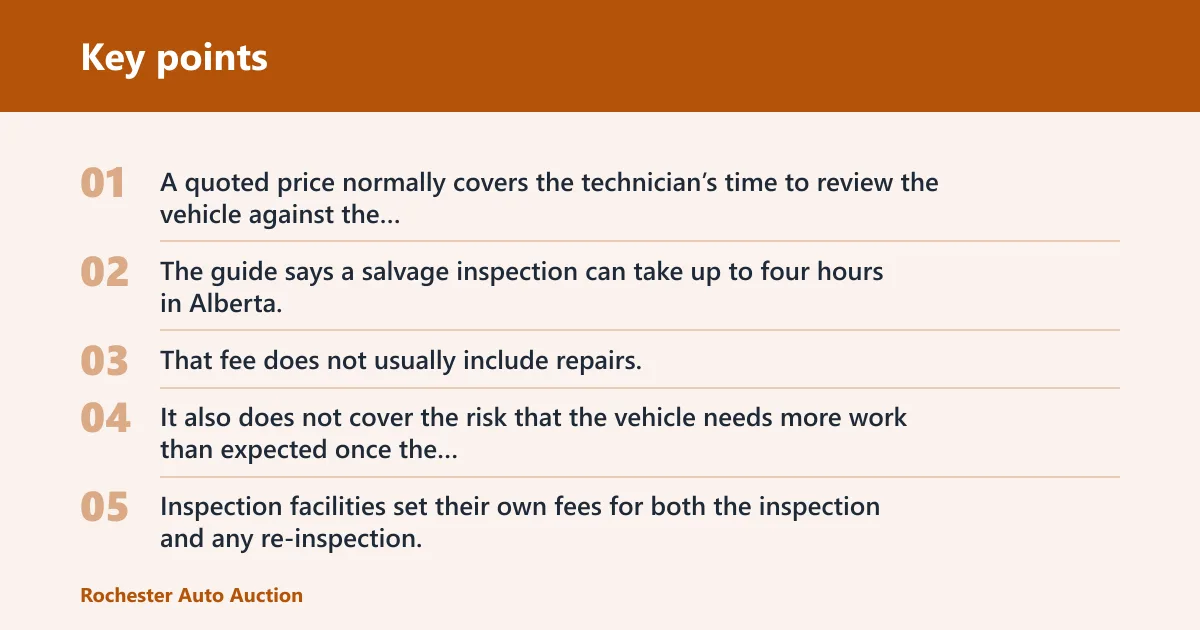 Key points: How Alberta salvage inspections are priced