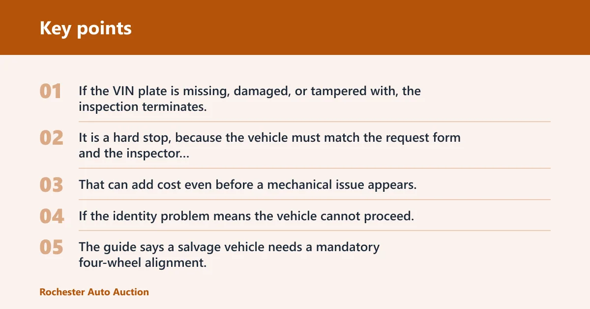Key points: What can make a salvage car fail inspection?