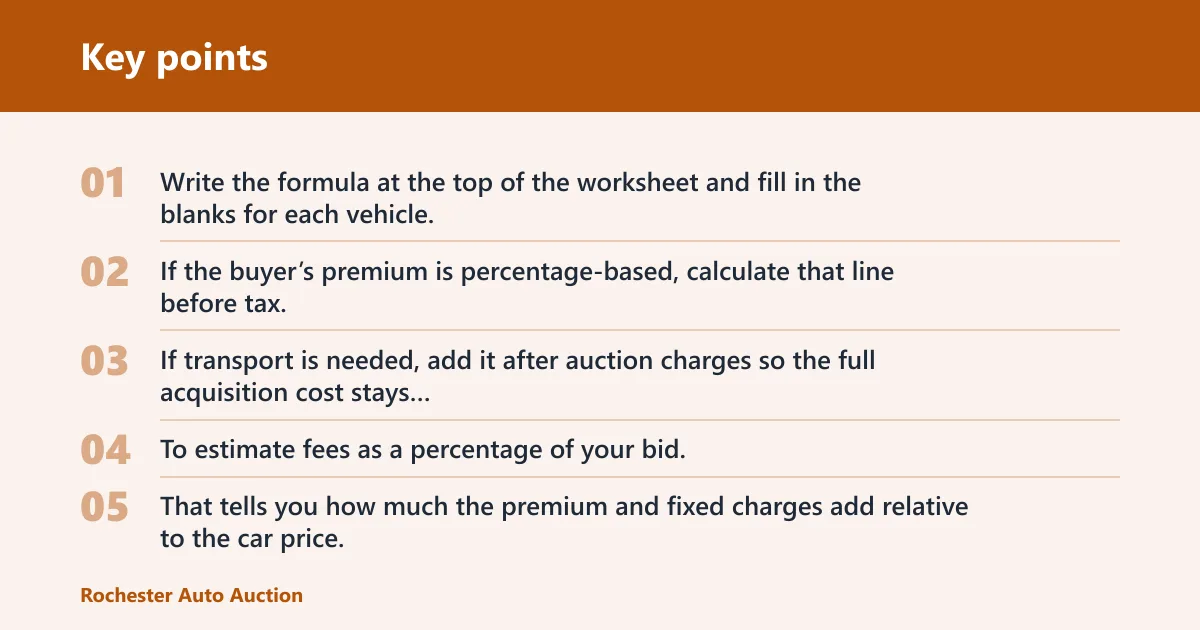 Key points: Auction fee formula