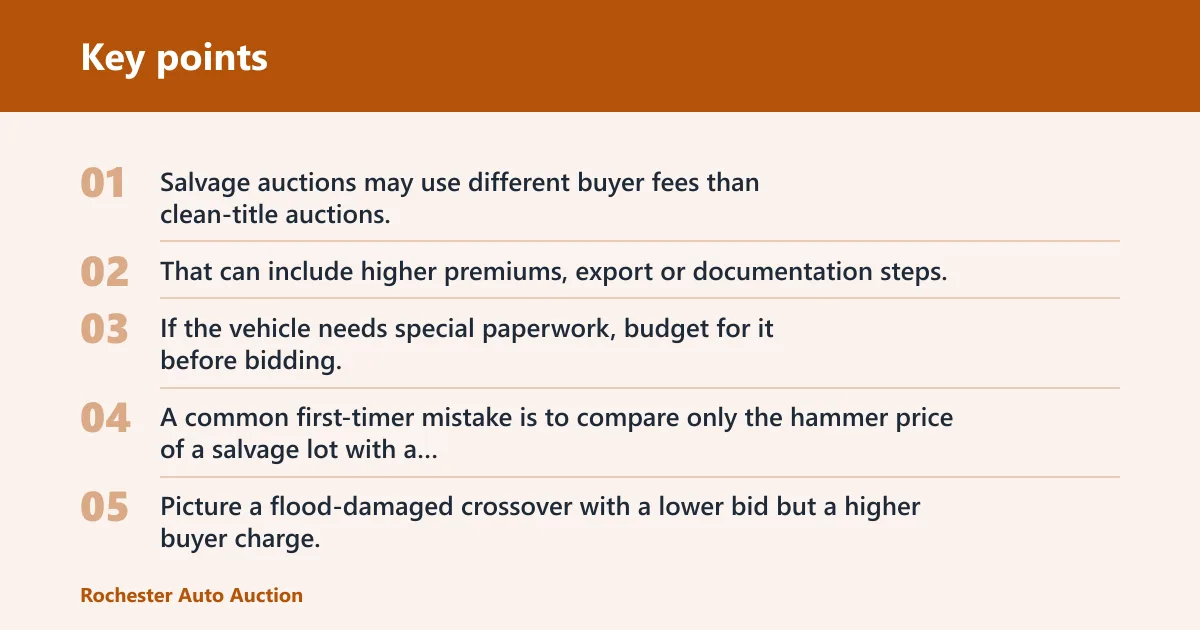 Key points: Salvage and online fees