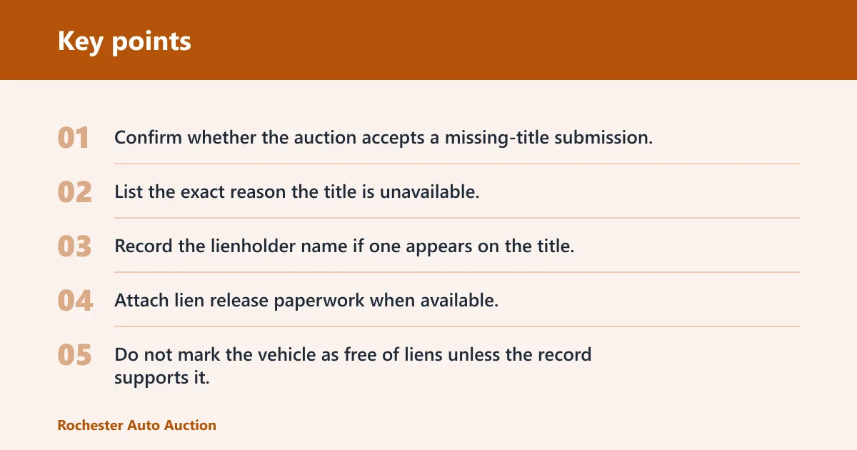 Key points: Car consignment checklist table