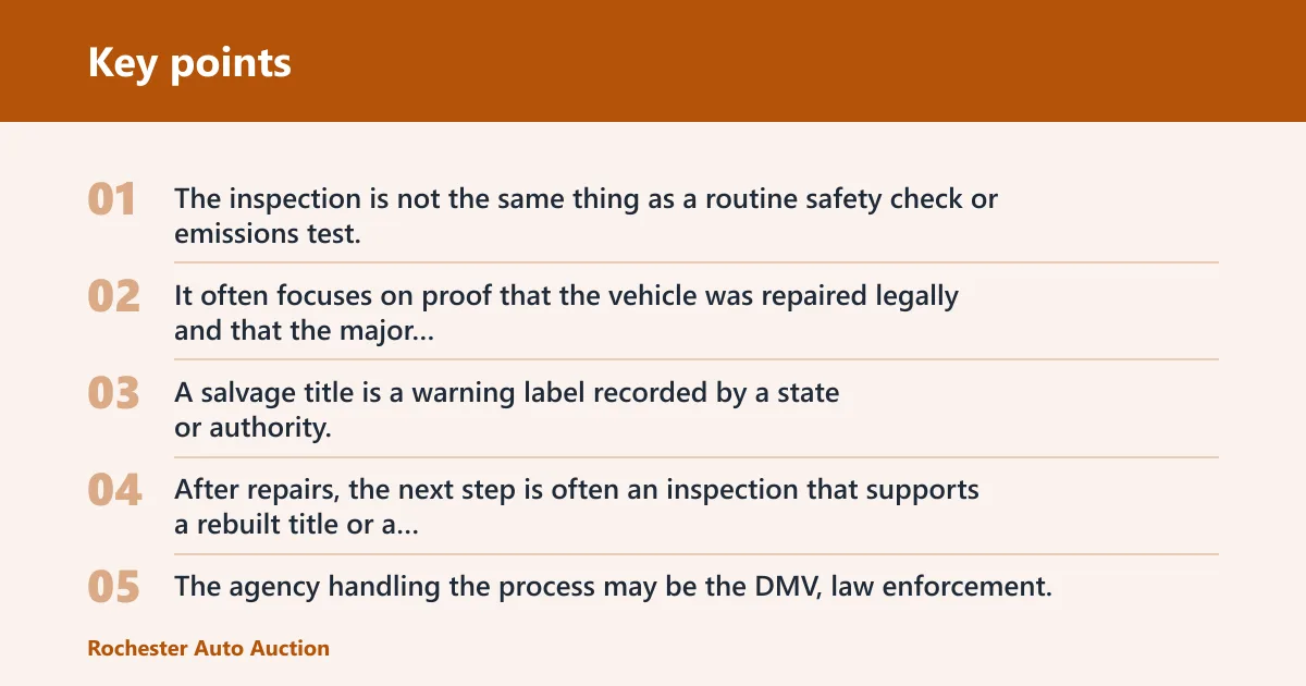 Key points: What a salvage inspection checks