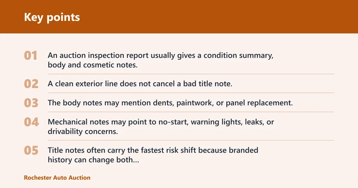 Key points: What an auction inspection report covers