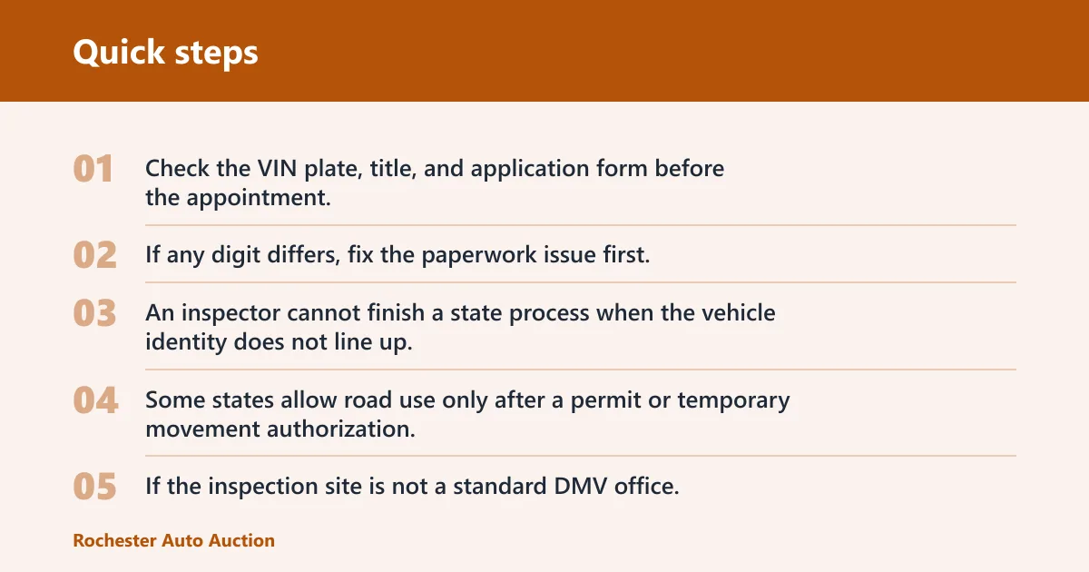 Quick steps: How to prepare the vehicle for the appointment