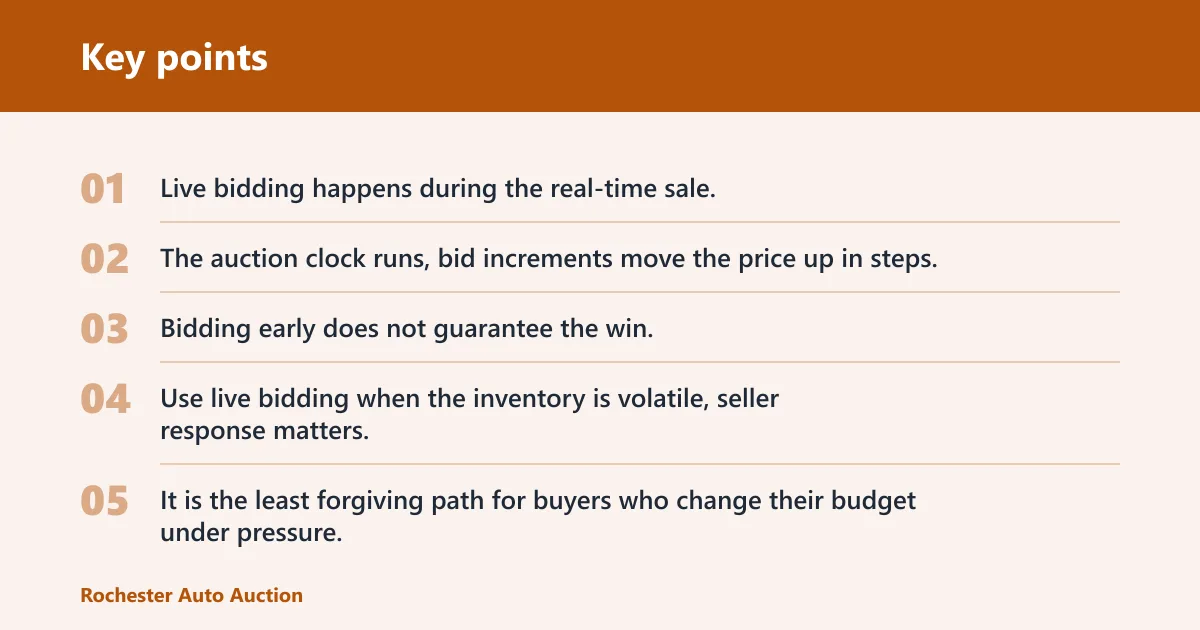 Key points: What is the difference between live bidding, proxy bidding, and Buy Now on IAA?