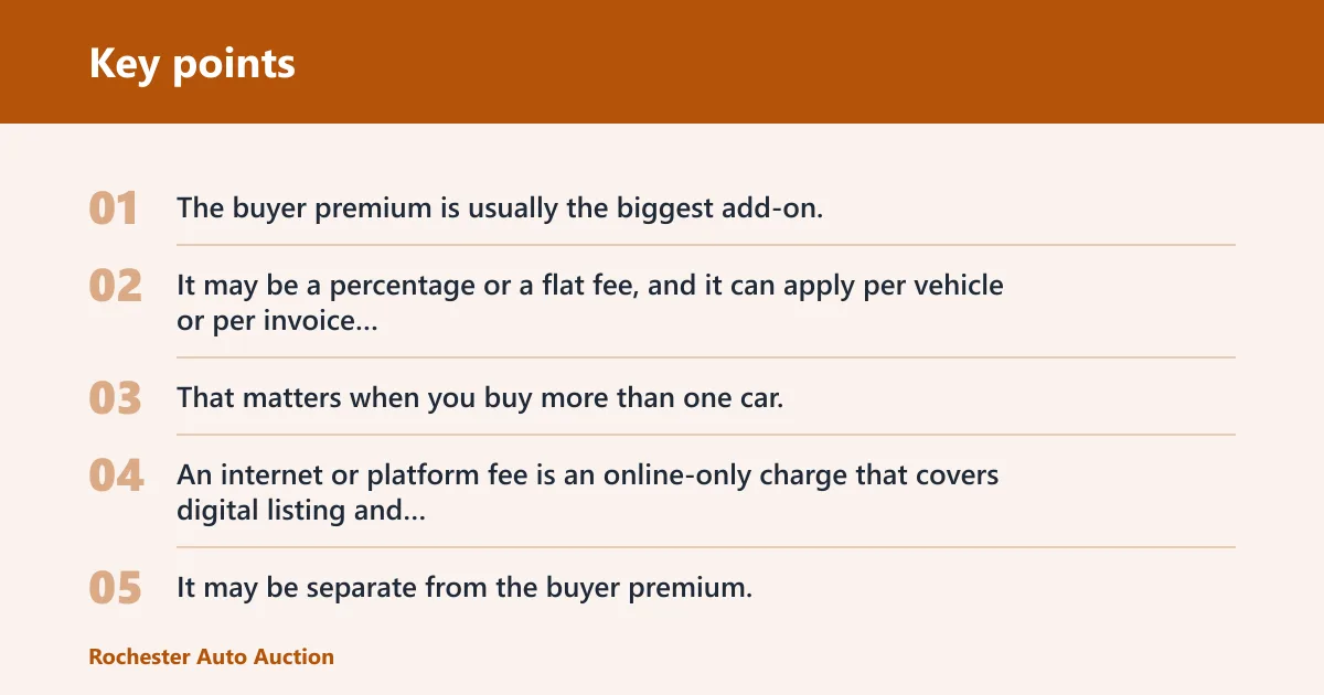 Key points: What fees do online car auctions charge?