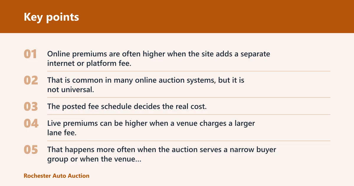 Key points: Are online auction fees higher because of buyer premiums?