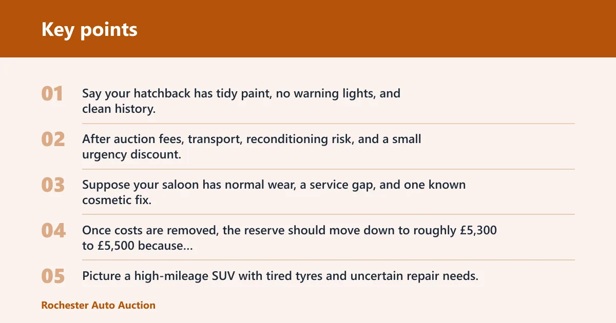 Key points: Decision table: turning market value into an auction-ready reserve