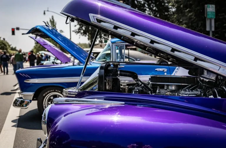 Used-car auction lot with a sedan and a sales contract clipboard in natural light