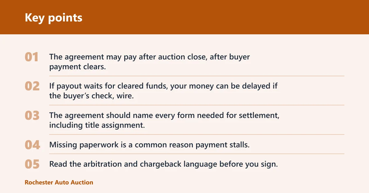 Key points: Settlement, taxes, and payment timing