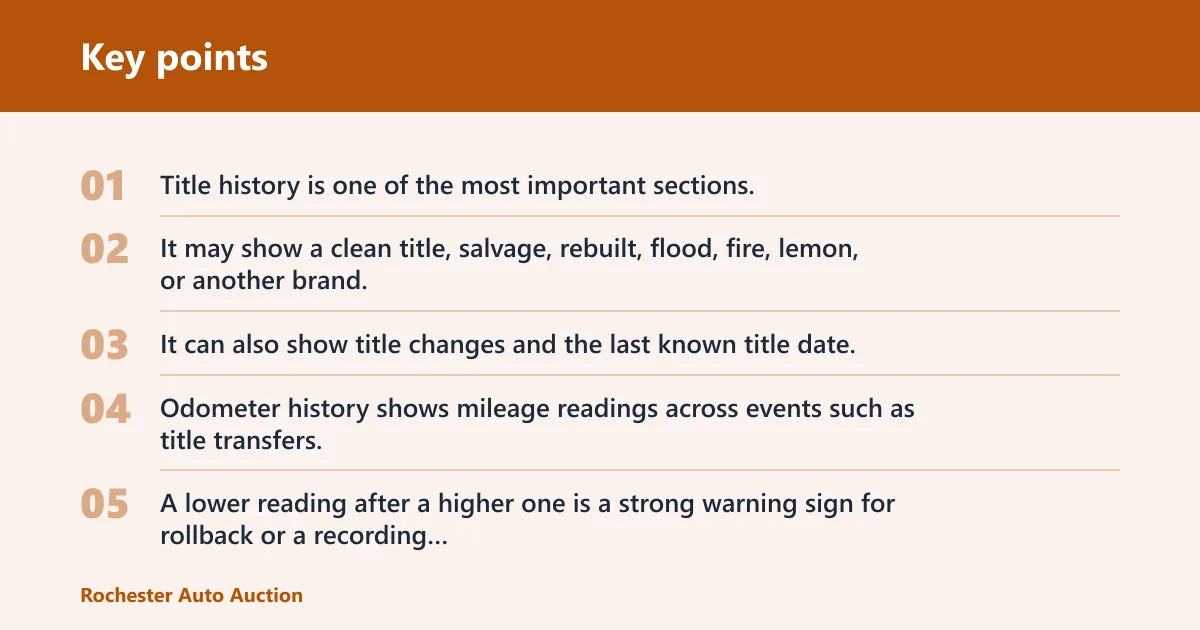 Key points: What does a vehicle history report show?